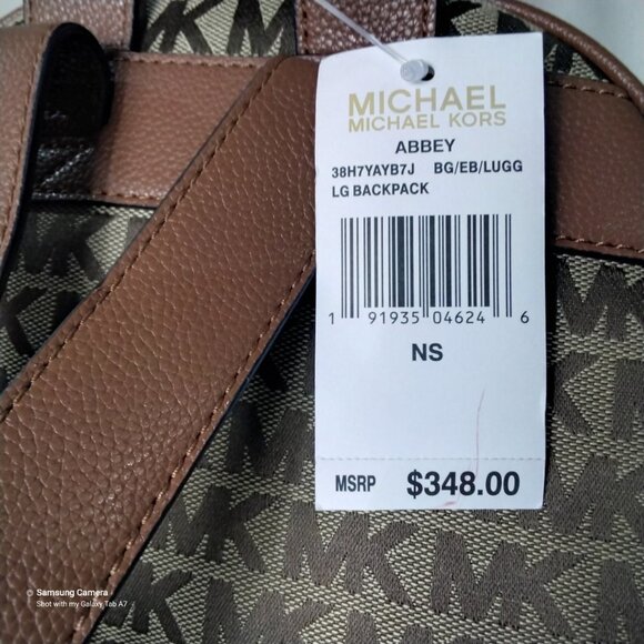 Michael Michael Kors Abbey Tan/Brown Logo Luggage Large Backpack NWT main image 7